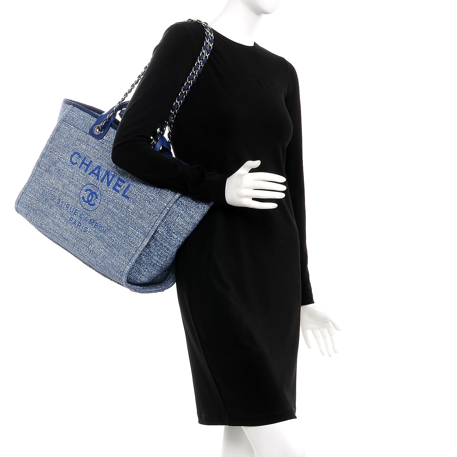 Chanel Canvas Large Deauville Tote Blue 2 of 6