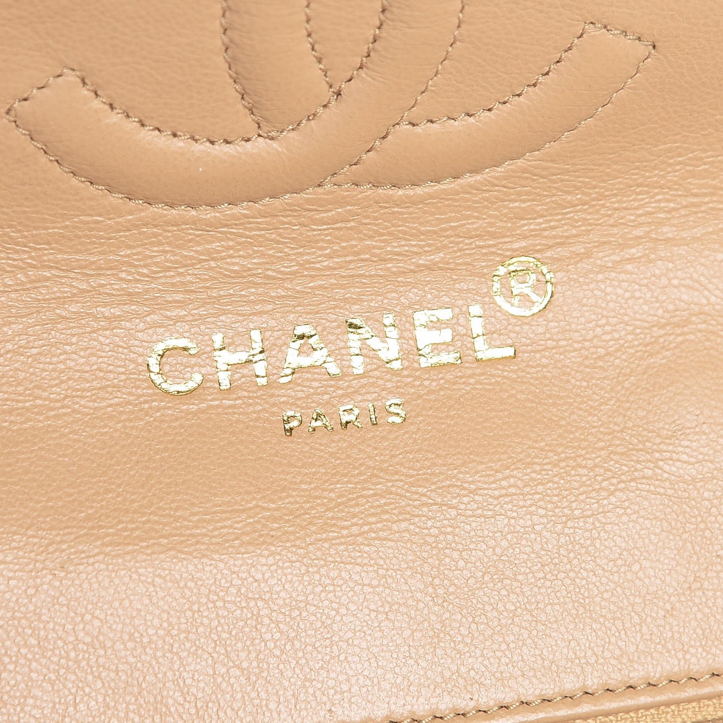 Lambskin Quilted Small Single Flap Beige