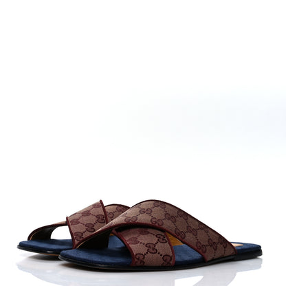 Gucci Canvas GG Monogram Mens Criss Cross Slide Sandals 10 Sahara Rubino Chardonnay 3 of 8