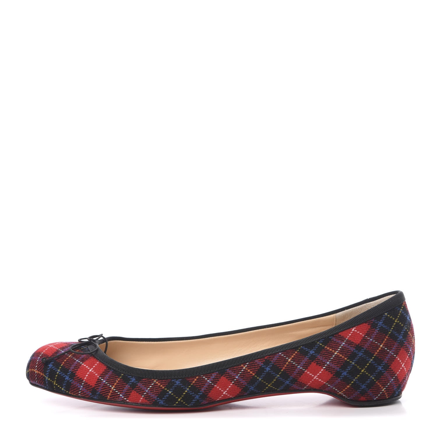 Christian Louboutin Tartan Rosella Flats 40.5 Crimson 1 of 7