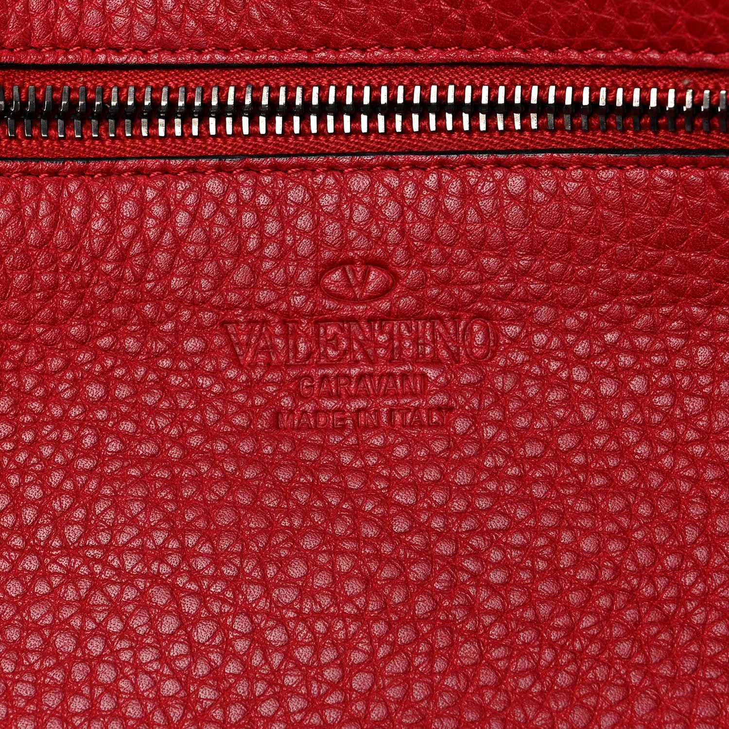 Valentino Garavani Pebbled Calfskin Medium Rockstud Tote Rosso Valentino 10 of 14