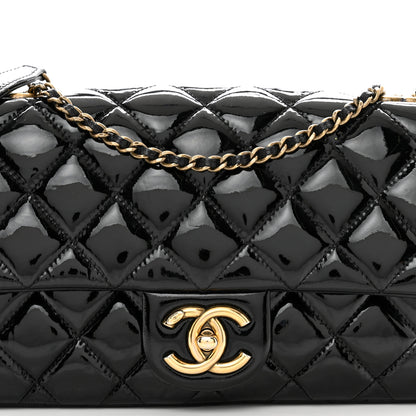 Chanel Patent Goatskin Quilted Medium CC Eyelet Flap Black 5 of 13