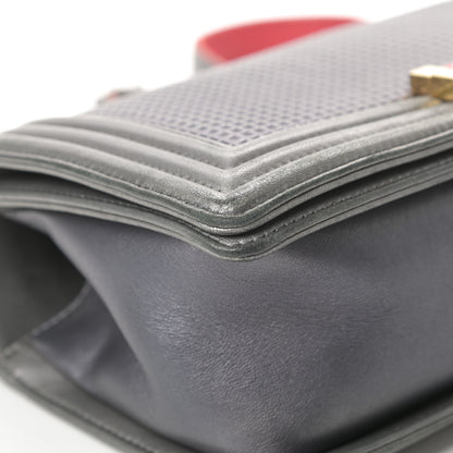 Chanel Lambskin Embossed Medium Boy Cube Flap Grey 9 of 19