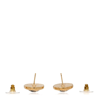 Chanel Metal Enamel CC Round Earrings Gold Black 3 of 4