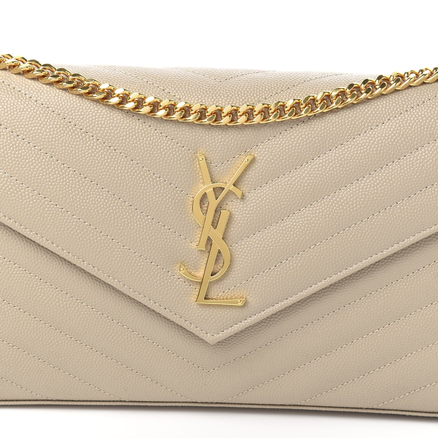 Grain De Poudre Matelasse Monogram Chain Wallet Sea Salt
