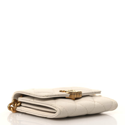 Chanel Caviar Quilted Bracelet On Chain Clutch White 4 of 8