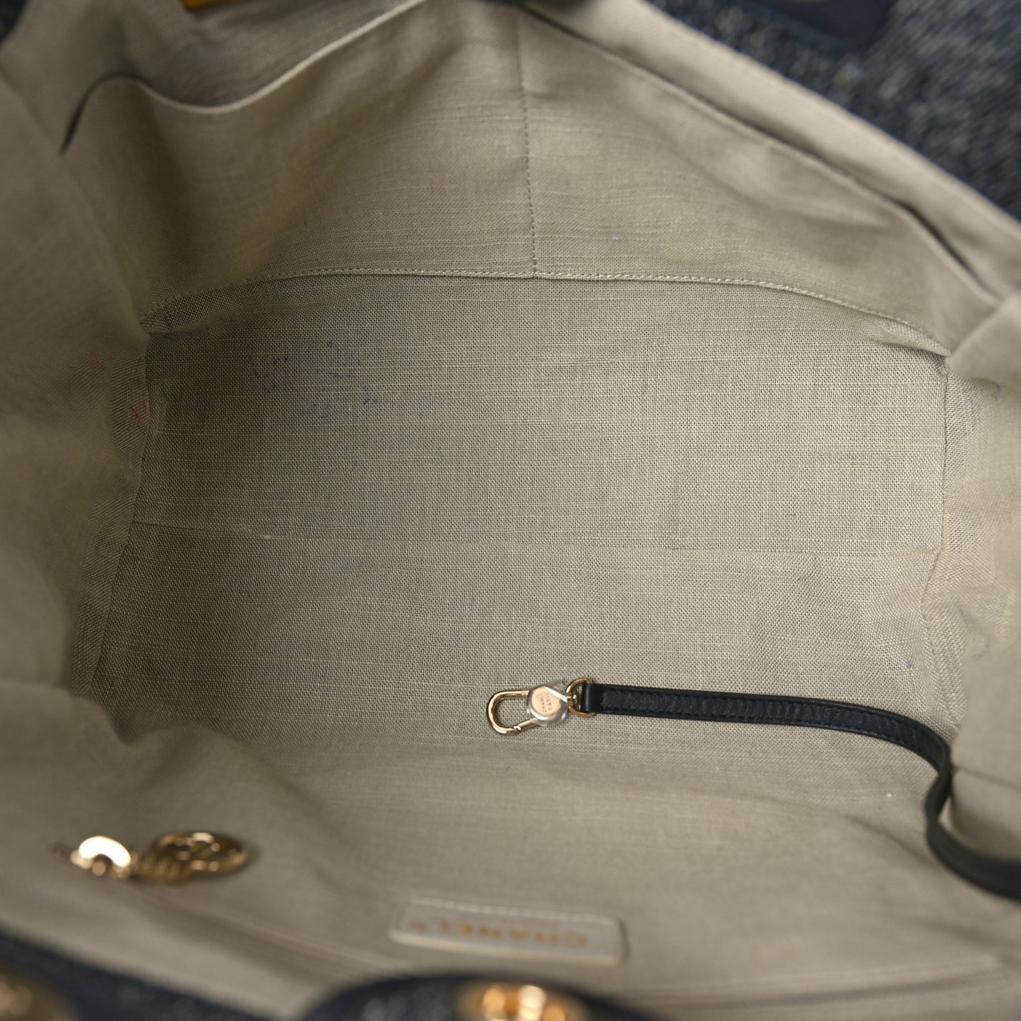 Denim Small Deauville Tote Dark Blue White