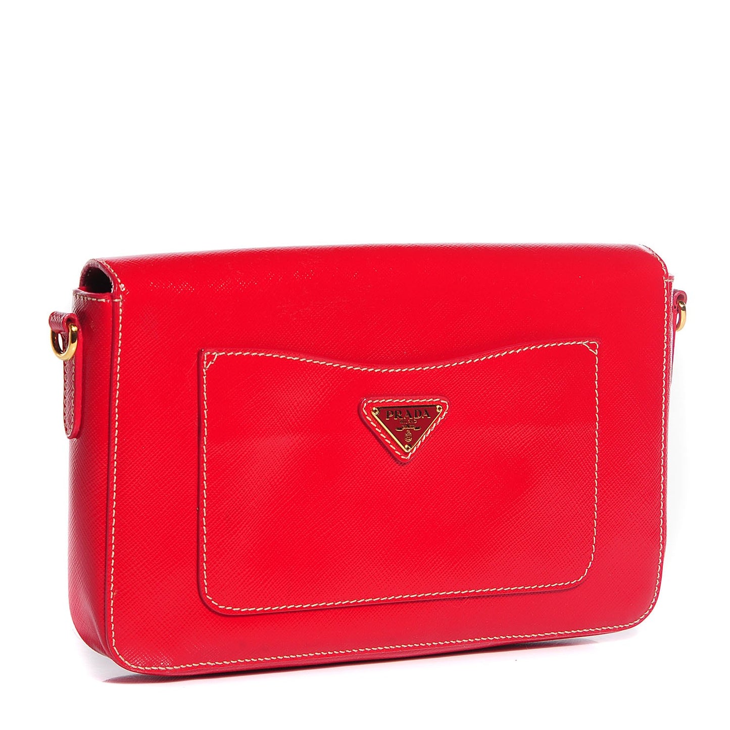Saffiano Vernice Crossbody Flap Bag Rosso