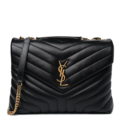 Saint Laurent Calfskin Y Quilted Monogram Medium Loulou Chain Satchel Black 1 of 6