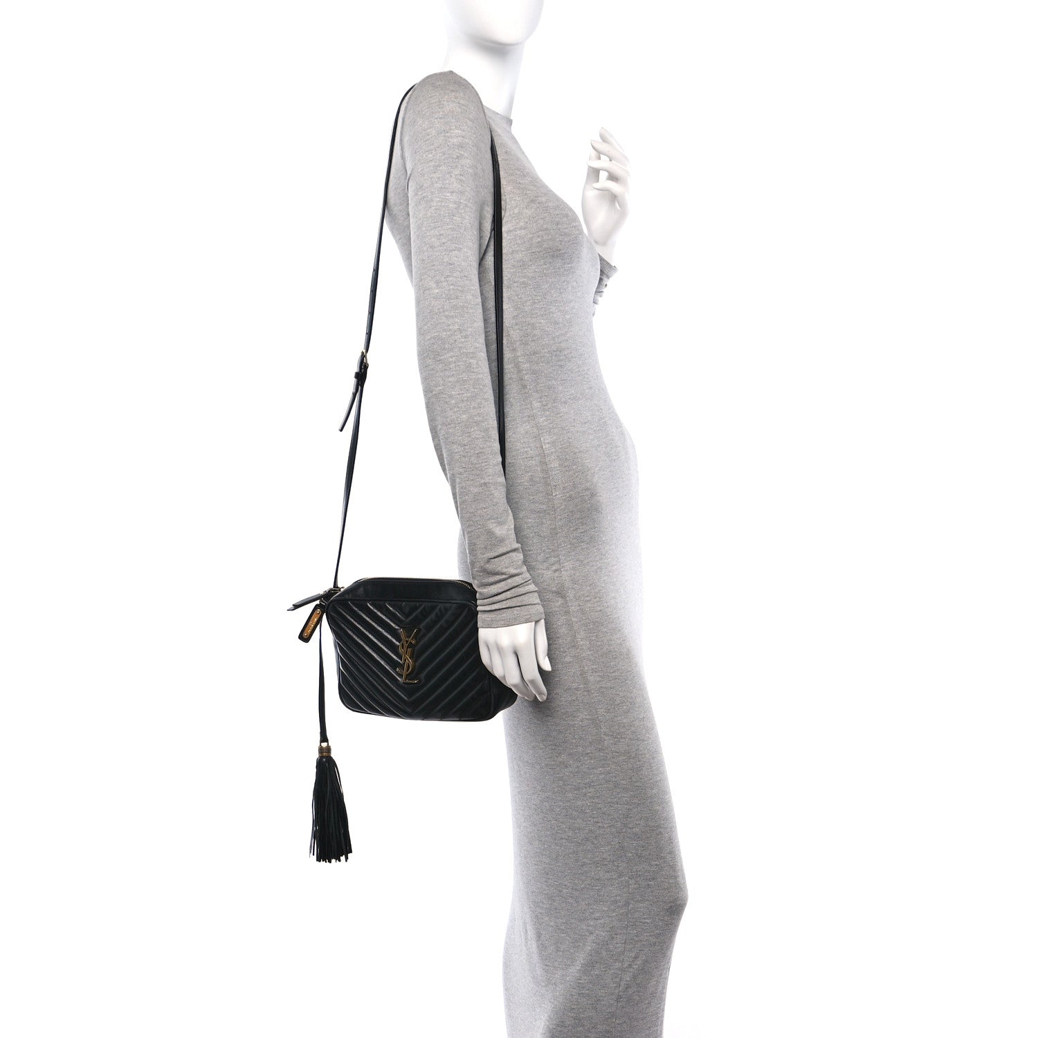 Saint Laurent Calfskin Matelasse Monogram Lou Camera Bag Black 2 of 13