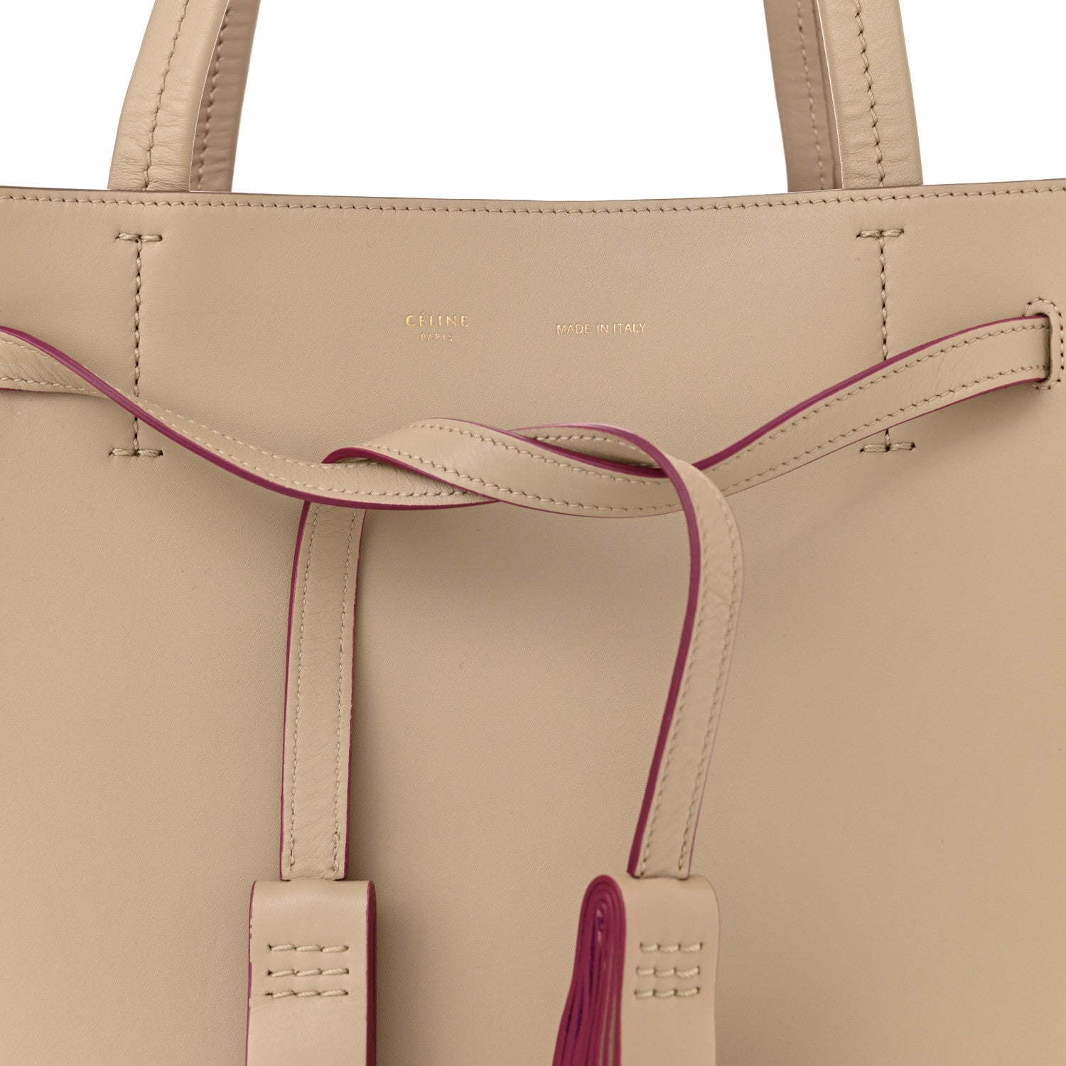 Celine Smooth Calfskin Small Tassel Cabas Phantom Dune Magenta 7 of 10