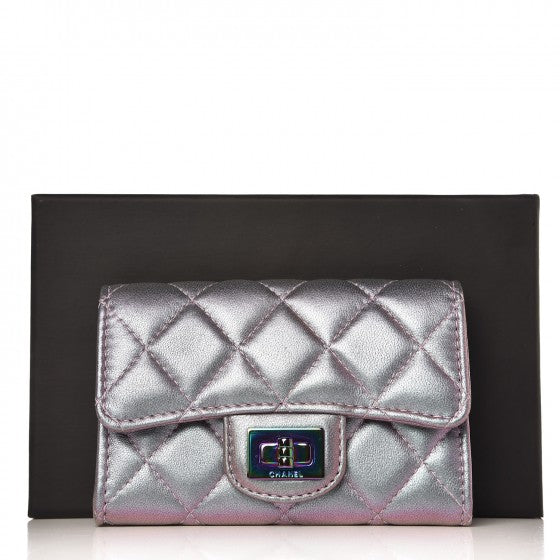 Chanel Iridescent Lambskin Quilted Reissue Flap Card Holder Light Purple 8 of 8