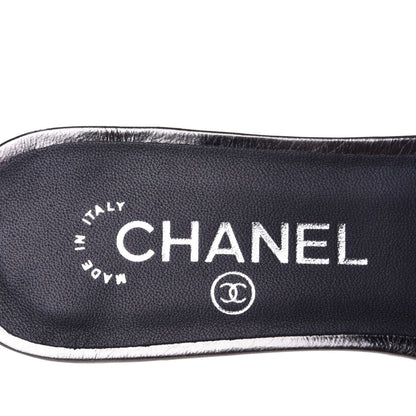 Chanel Pearl Embroidery Flat Sandals 36 Black 9 of 11