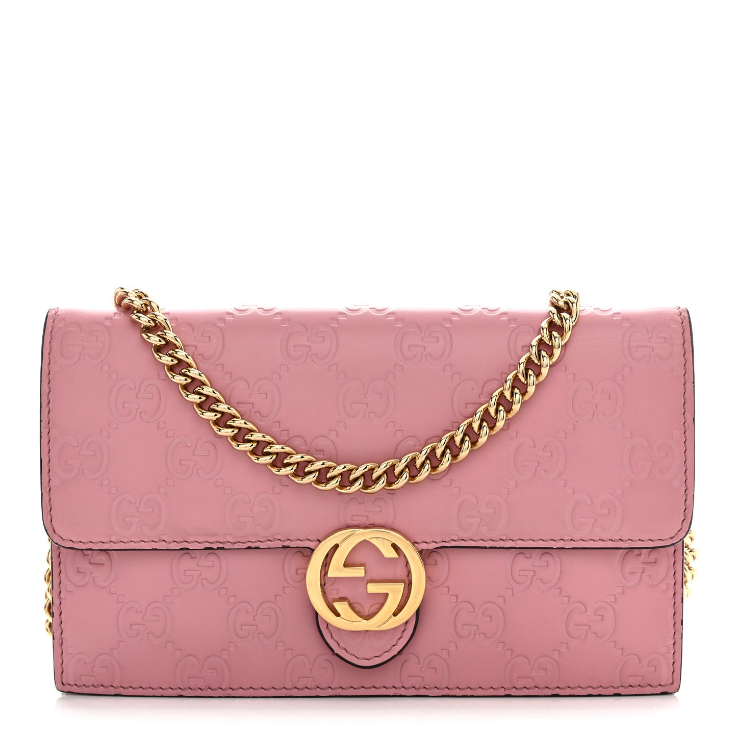 Guccissima Icon Chain Wallet Carmine Rose
