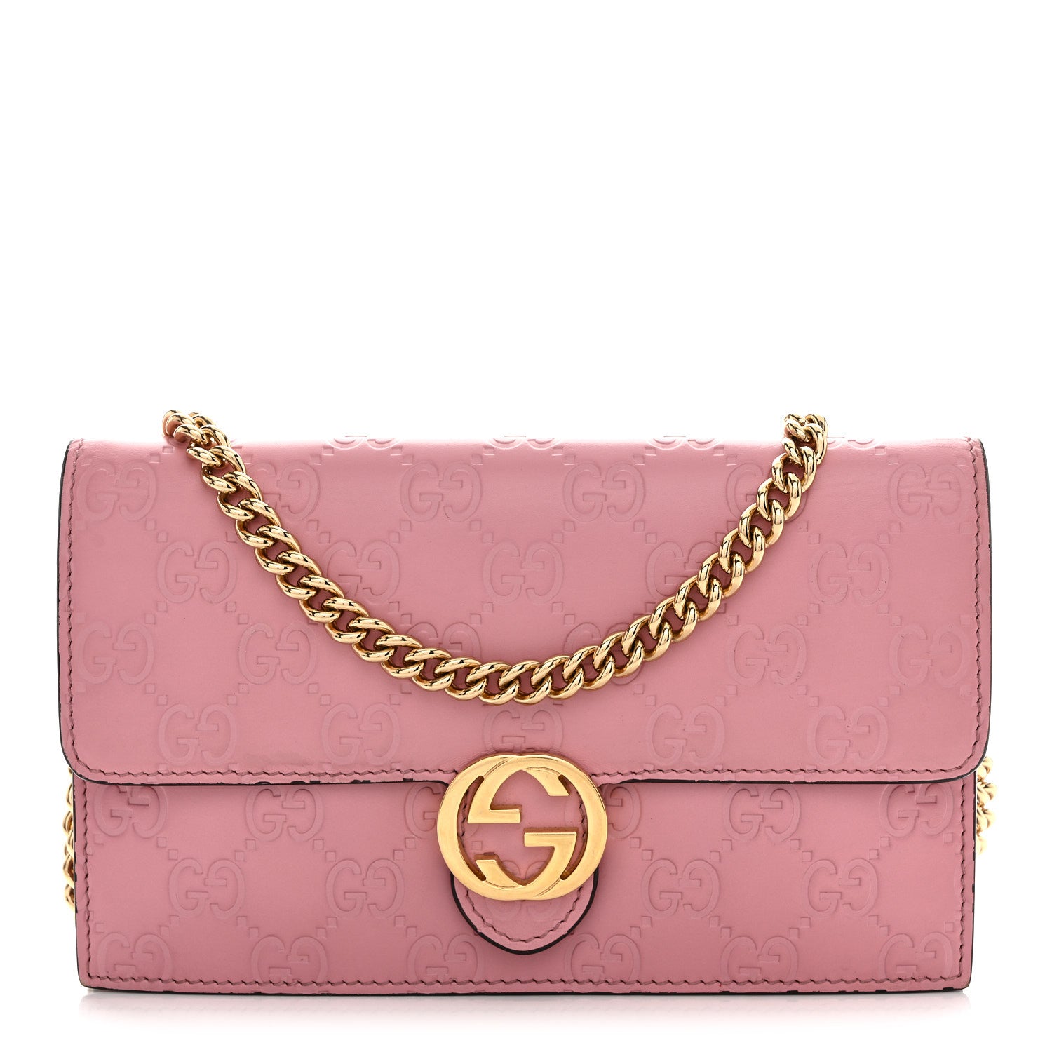 Gucci Guccissima Icon Chain Wallet Carmine Rose 1 of 10