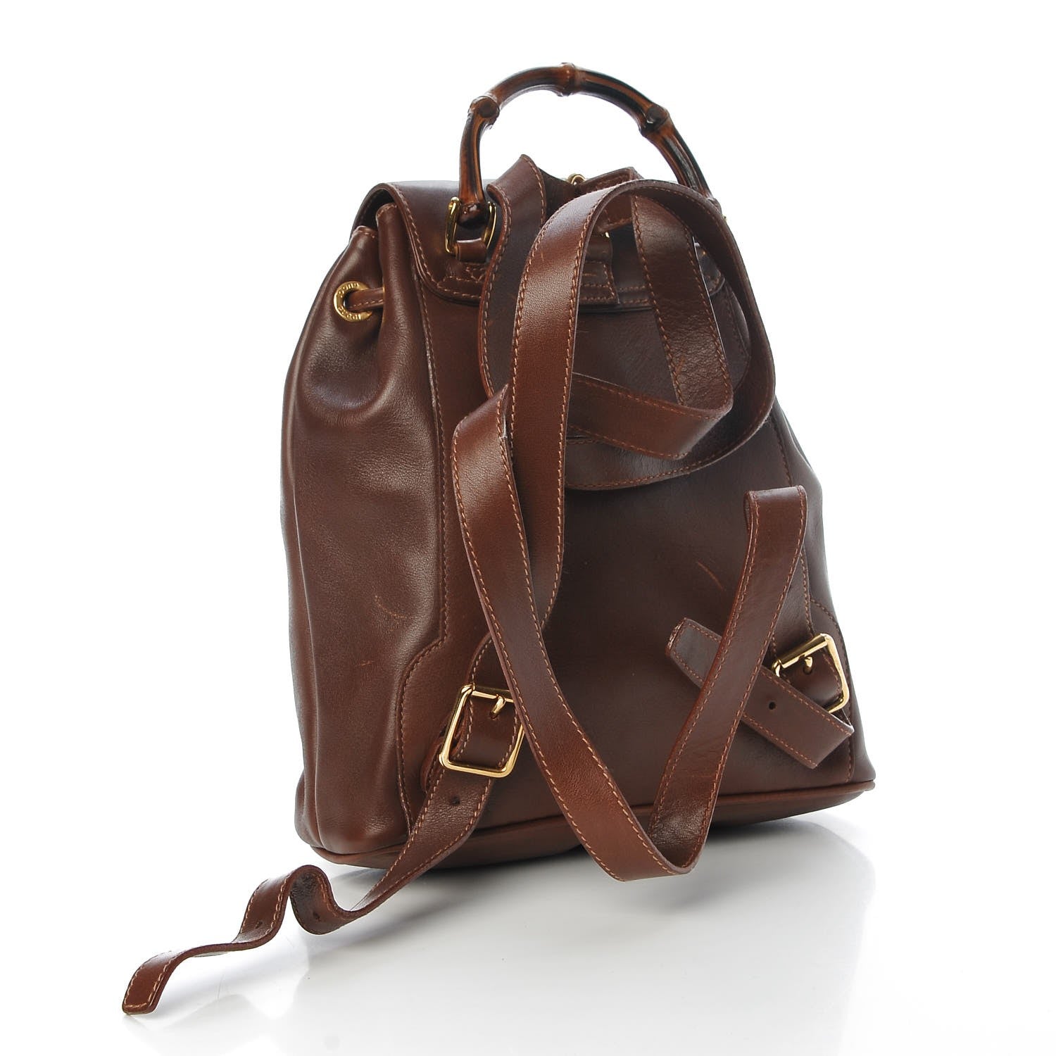Gucci Calfskin Bamboo Backpack Brown 3 of 13
