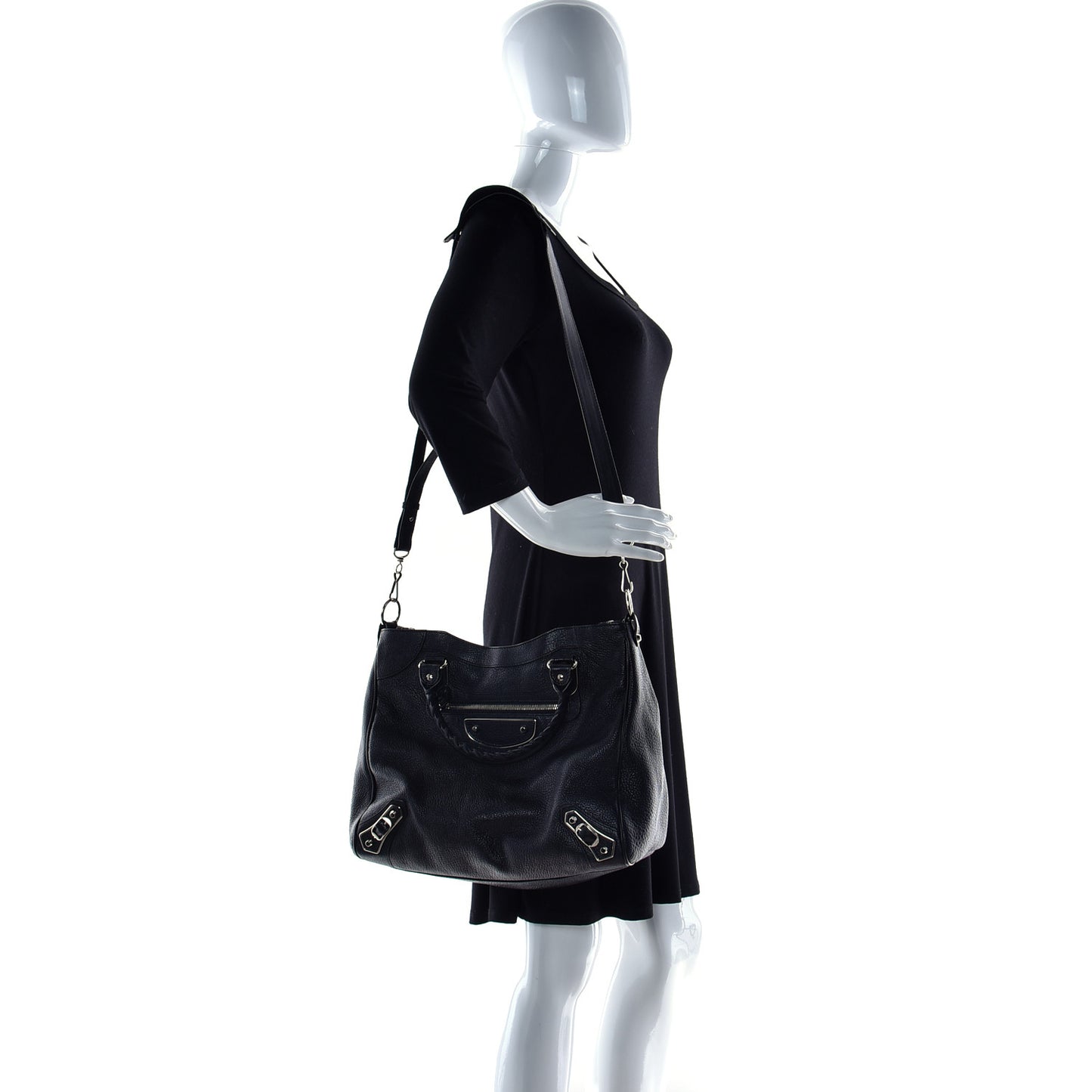 Chevre Silver Metallic Edge Hardware Velo Black