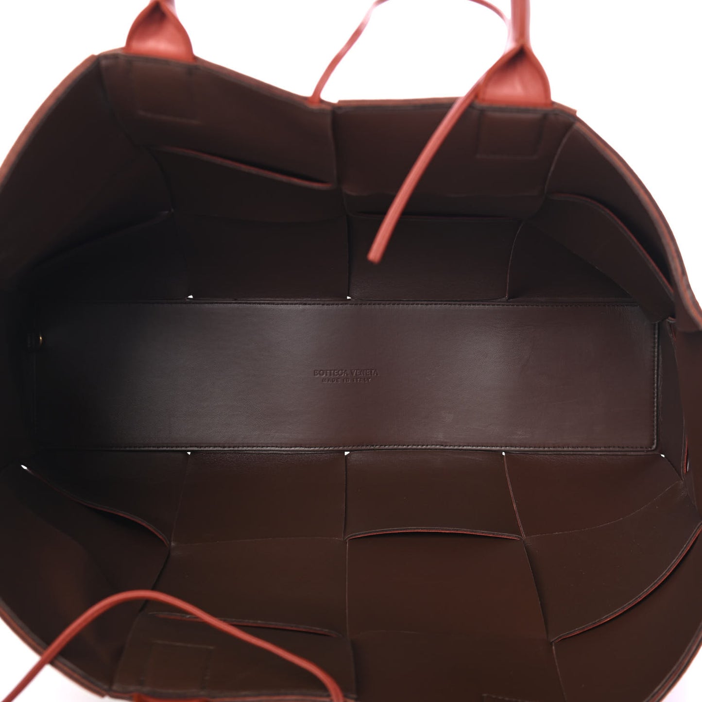 Nappa Maxi Intrecciato Mens Arco Tote Red Brown