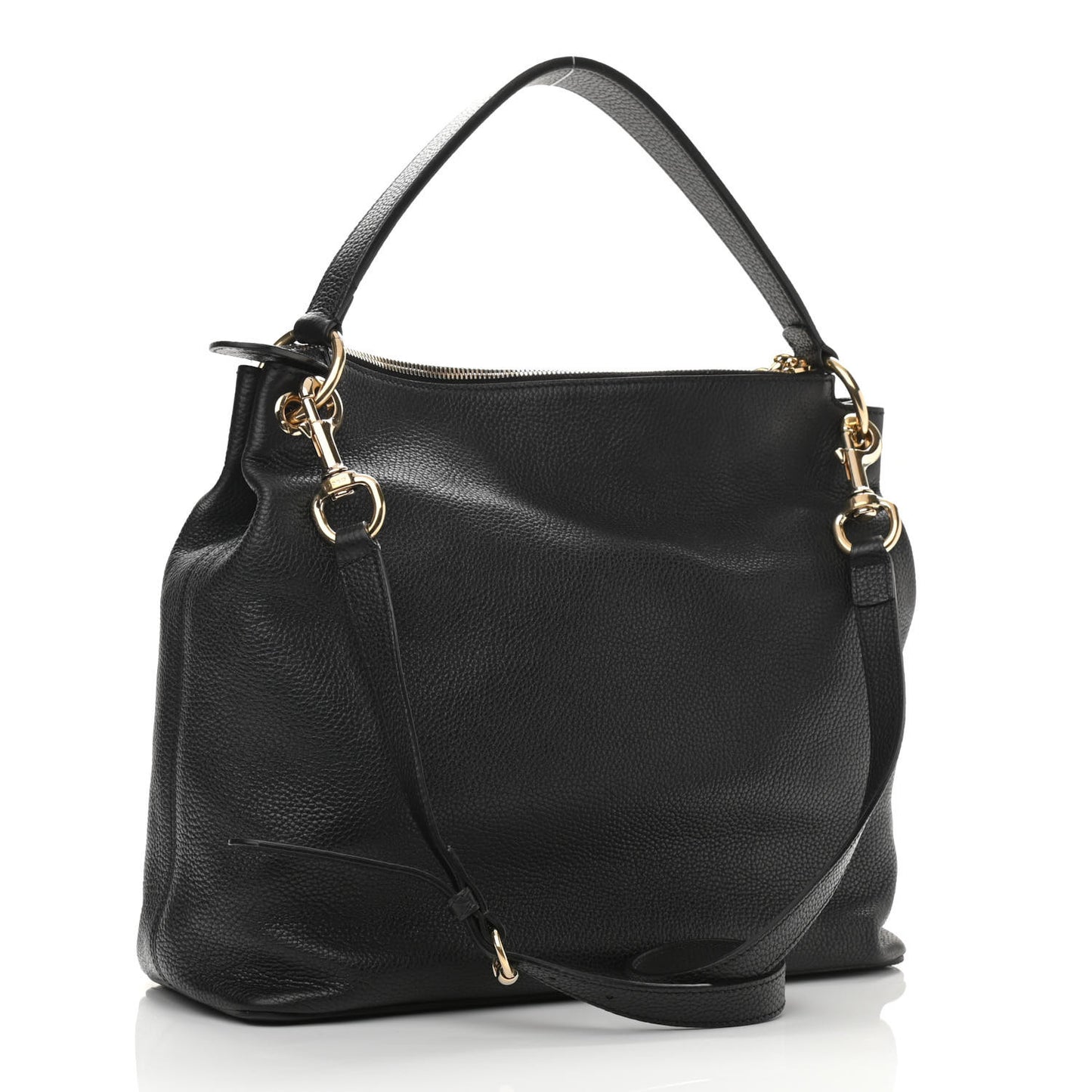 Pebbled Calfskin Large Soho Hobo Black
