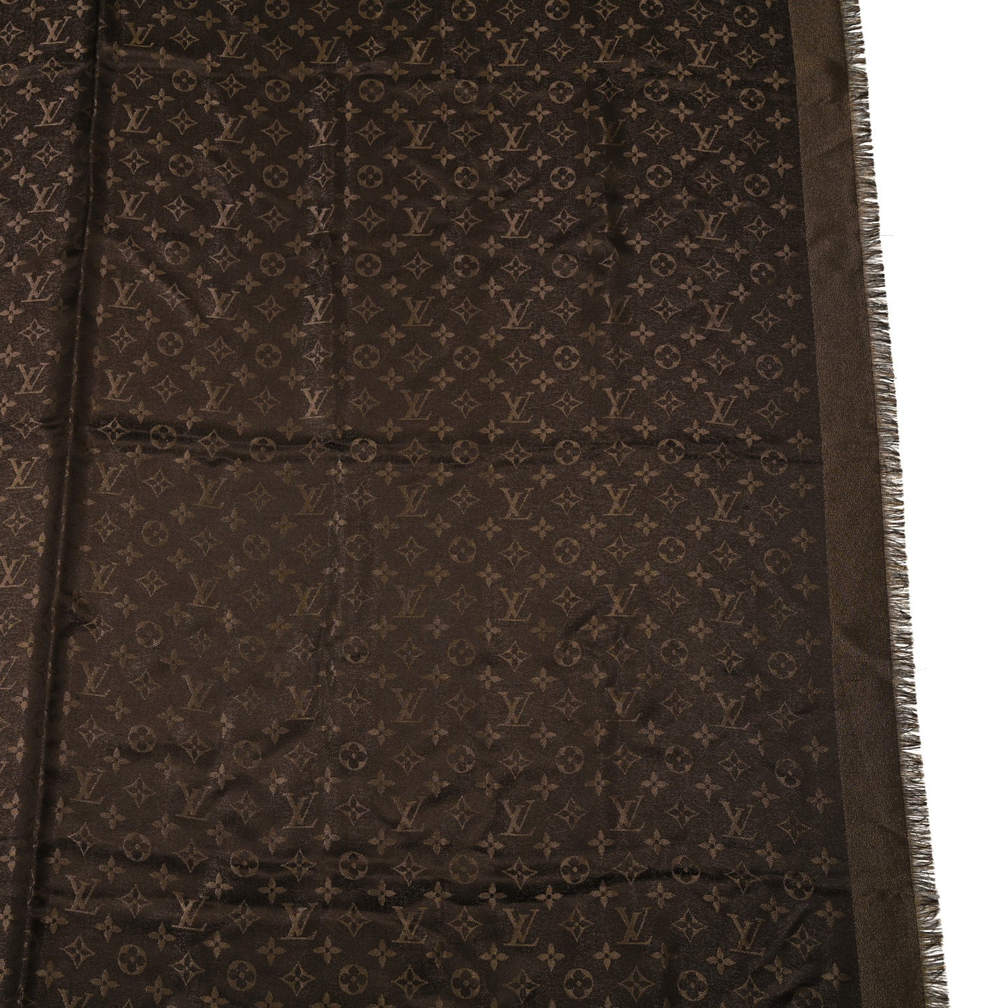 Silk Lurex Wool Monogram Shine Shawl Marron