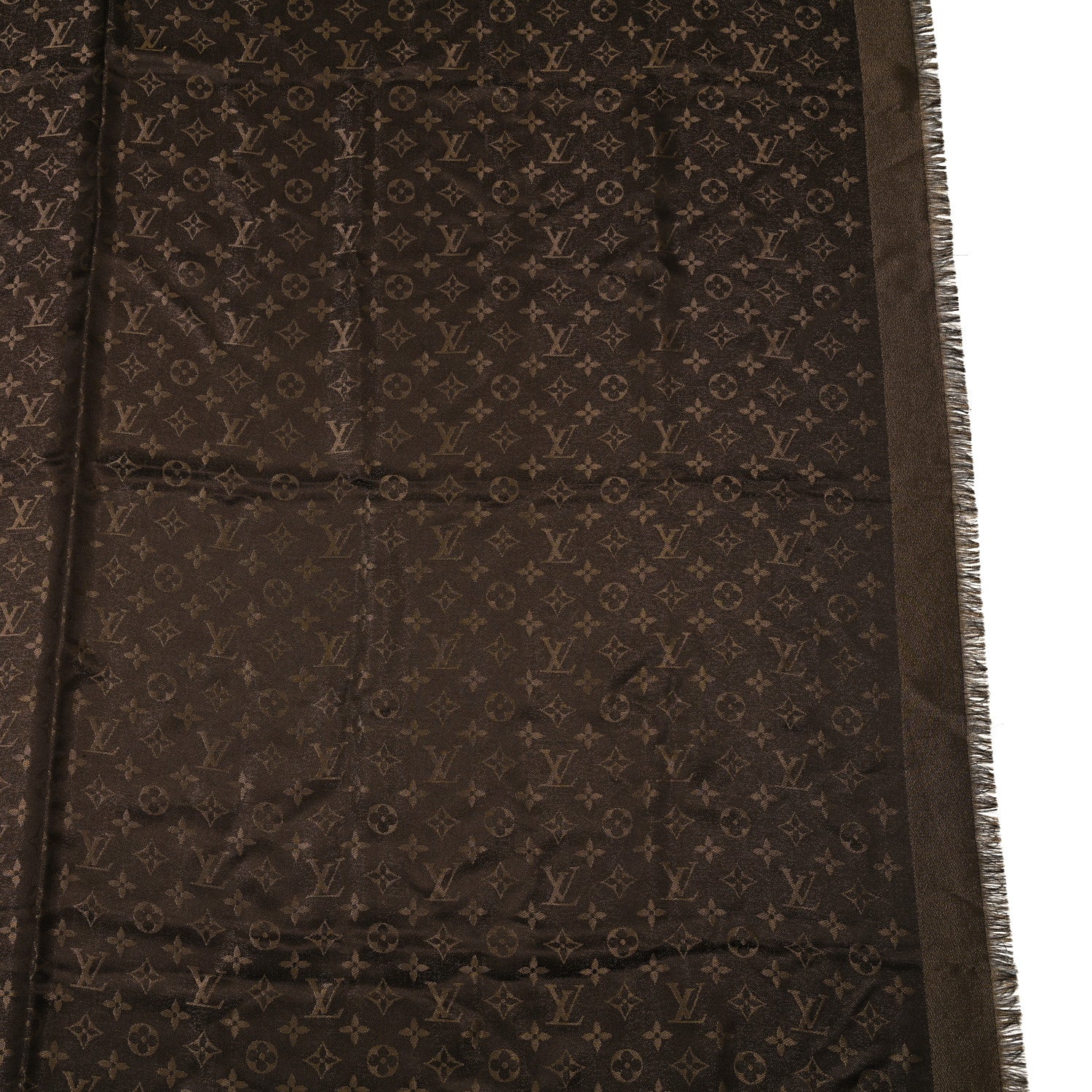 Louis Vuitton Silk Lurex Wool Monogram Shine Shawl Marron 4 of 4