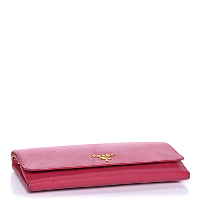 Prada Saffiano Metal Oro Chain Wallet Ibisco 3 of 16
