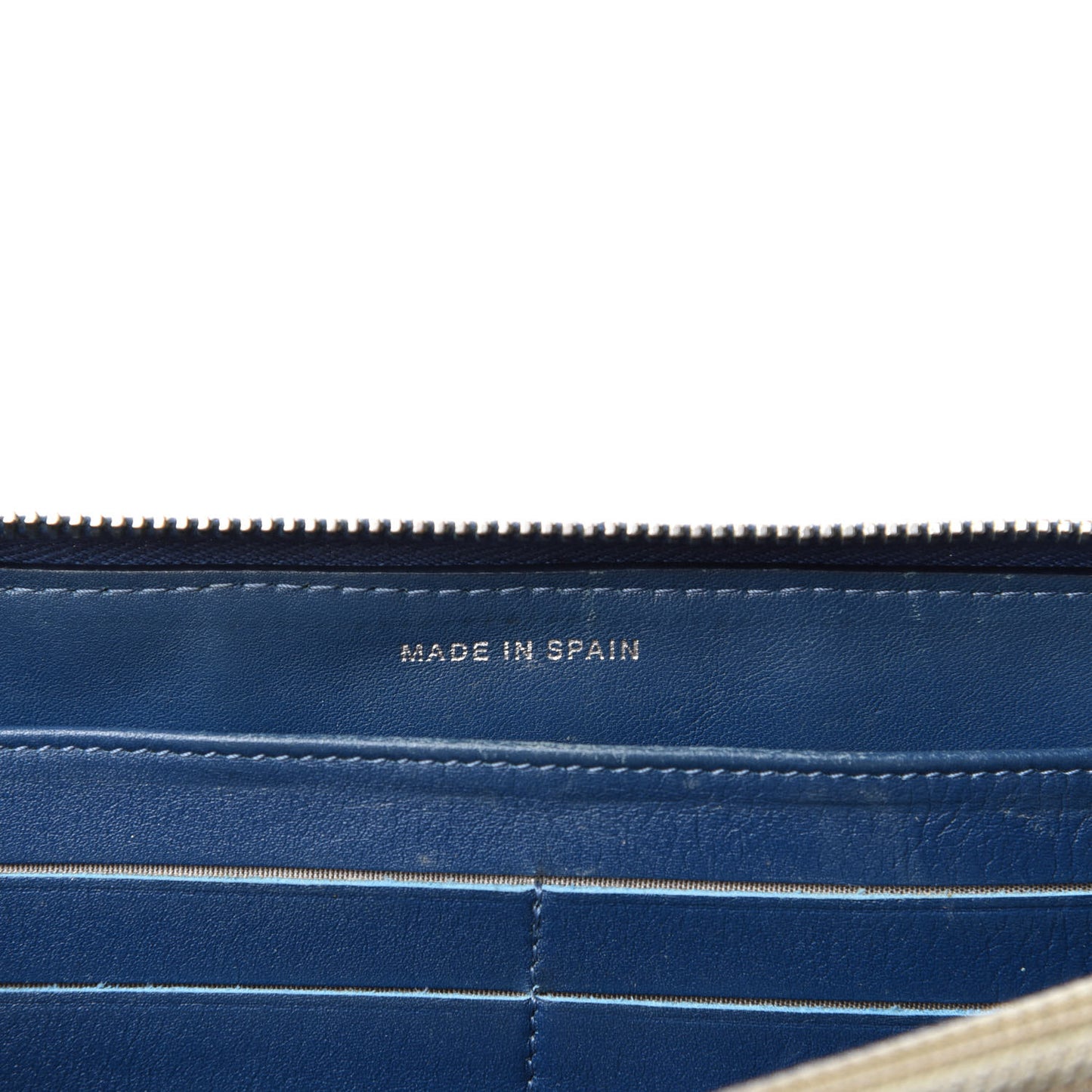 Patent Quilted Brilliant Zip Around Wallet Blue