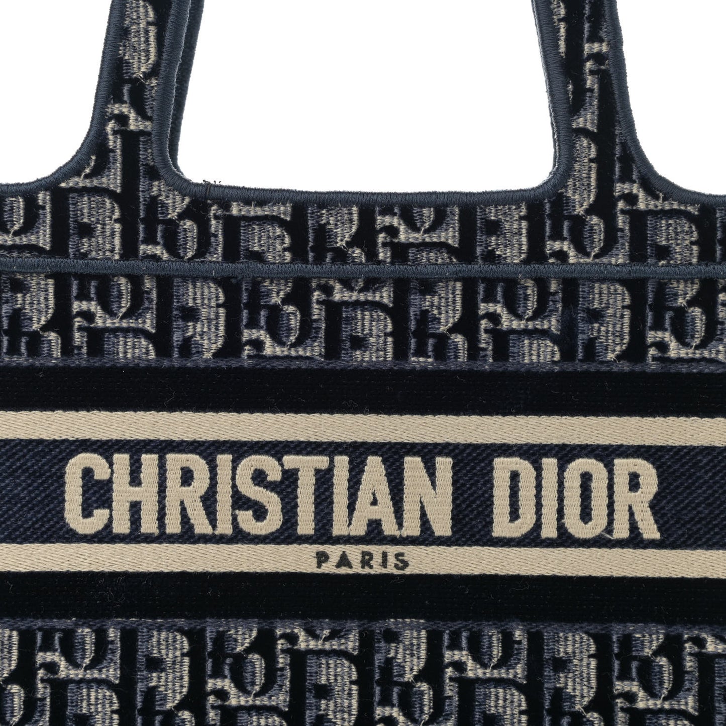 Velvet Oblique Embroidered Mini Book Tote Blue