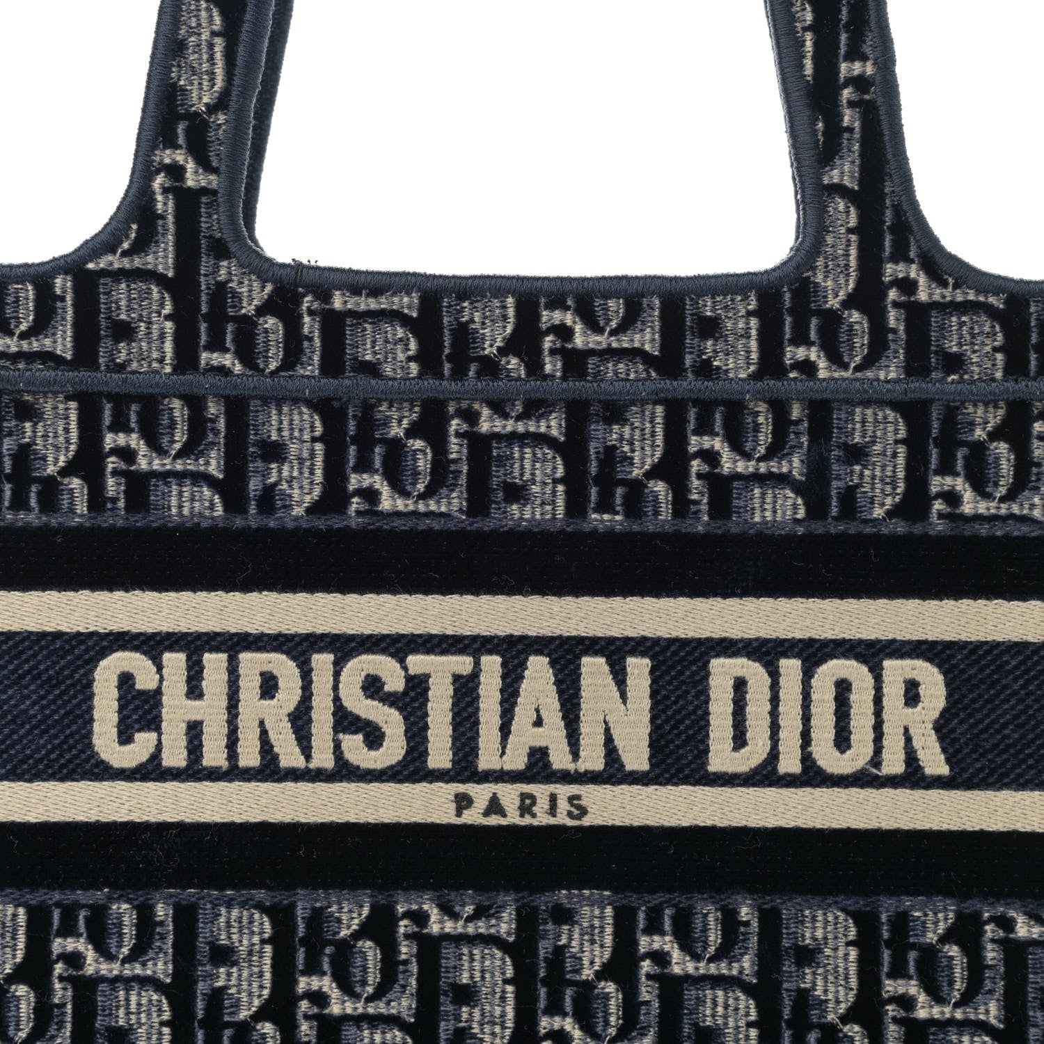 Christian Dior Velvet Oblique Embroidered Mini Book Tote Blue 8 of 11