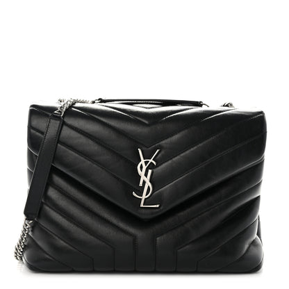 Saint Laurent Calfskin Y Quilted Monogram Medium Loulou Chain Satchel Black 1 of 10