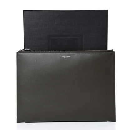 Saint Laurent Matte Grain De Poudre Zipped Document Holder Khaki 7 of 7