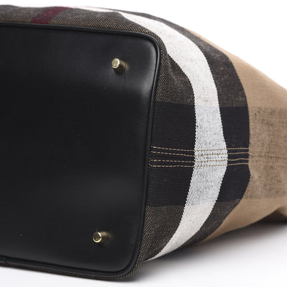 Burberry Grainy Calfskin Canvas Mega Check Medium Ashby Tassel Hobo Black 10 of 10