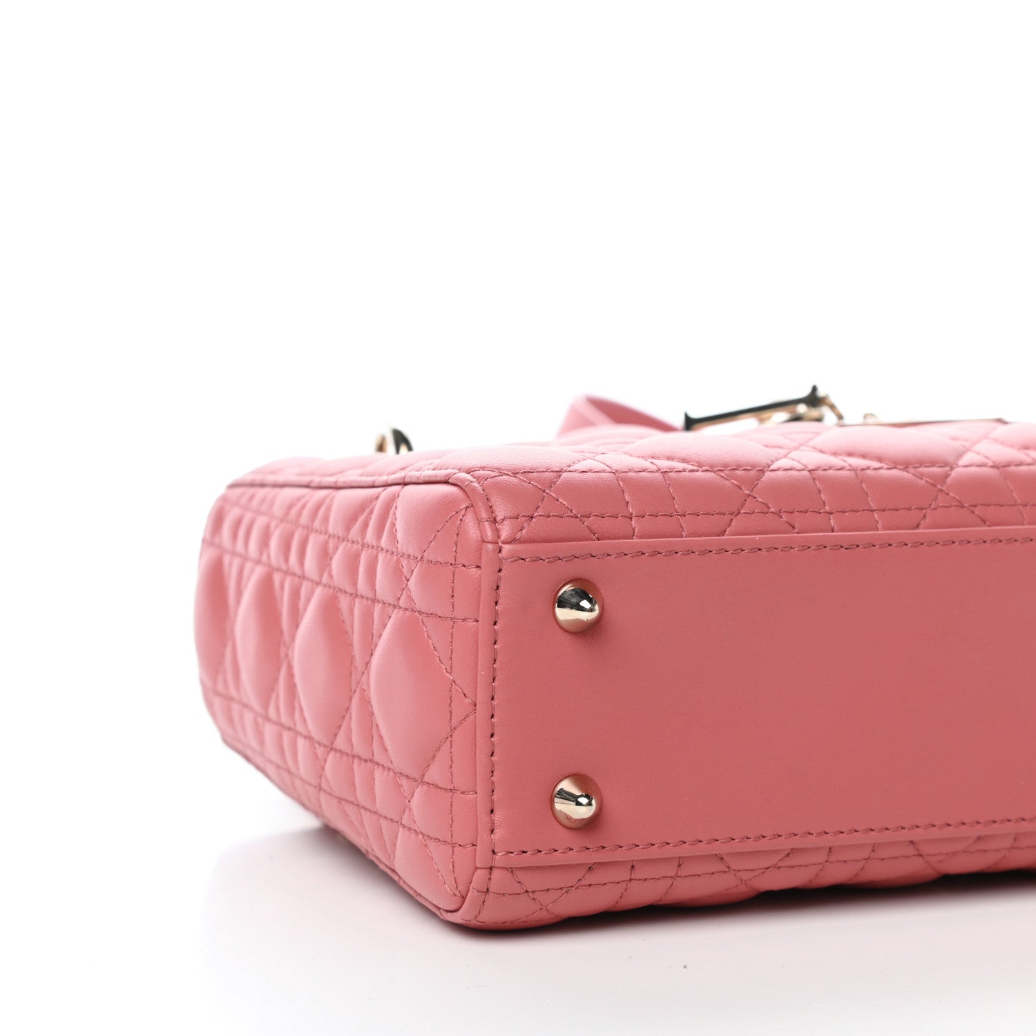 Christian Dior Lambskin Cannage Small Lucky Badges My Lady Dior Coral 8 of 10