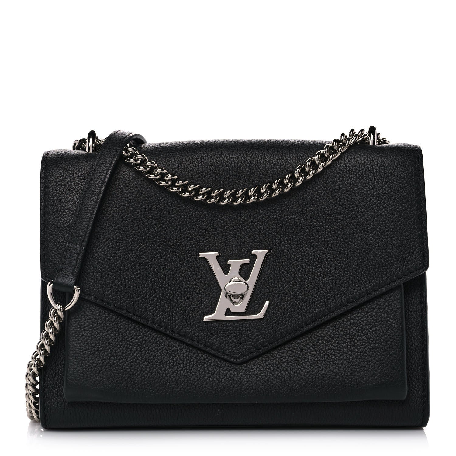 Louis Vuitton Soft Calfskin Mylockme Chain Bag BB Black 1 of 10