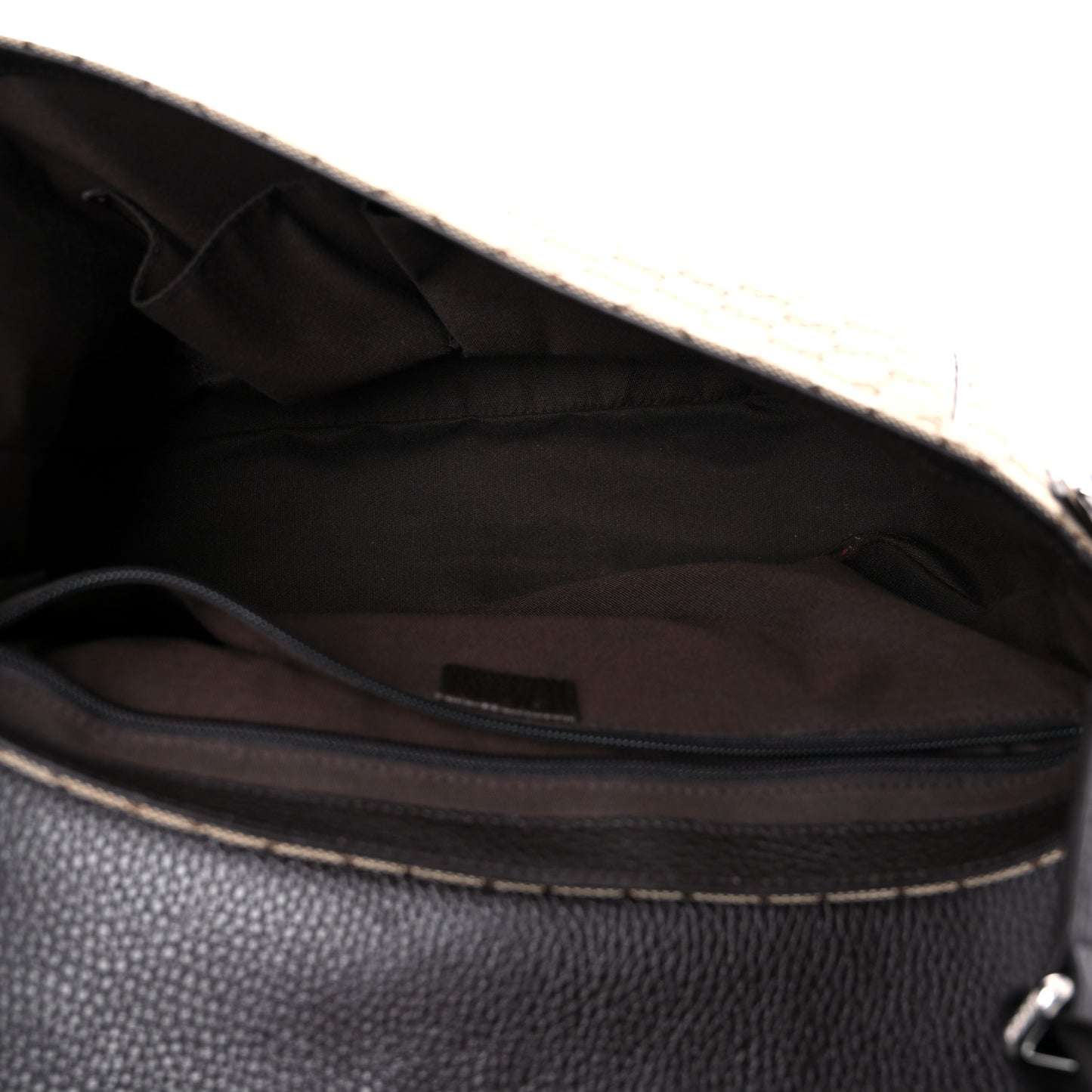 Monogram Large Flap Messenger Bag Beige Dark Brown
