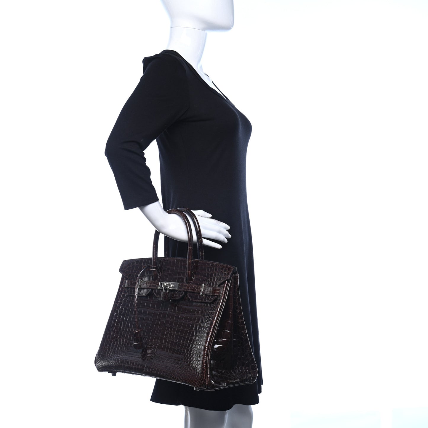 Shiny Porosus Crocodile Birkin 35 Cocoan