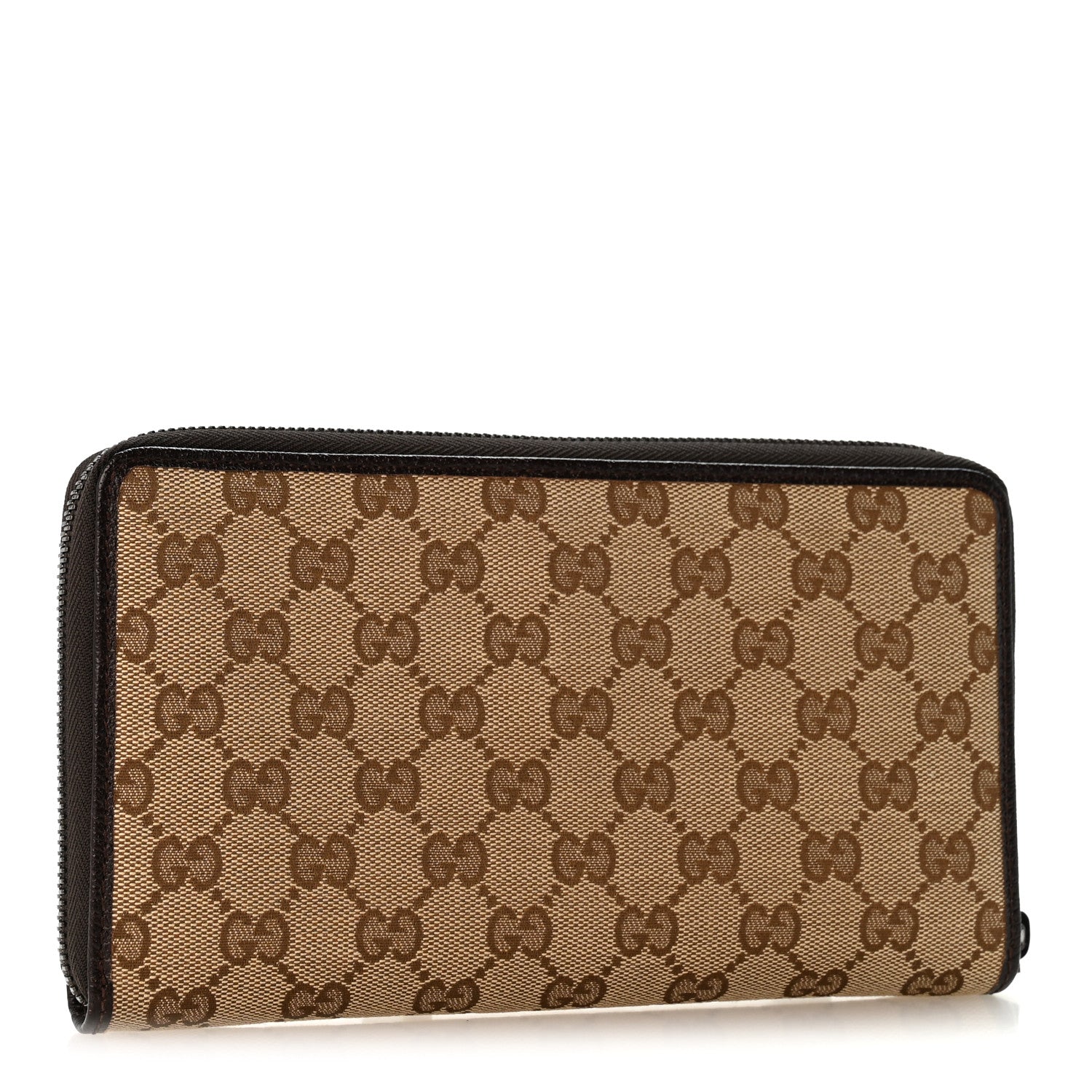 Gucci Monogram Metal Bar Zip Around Travel Wallet Dark Brown 3 of 10