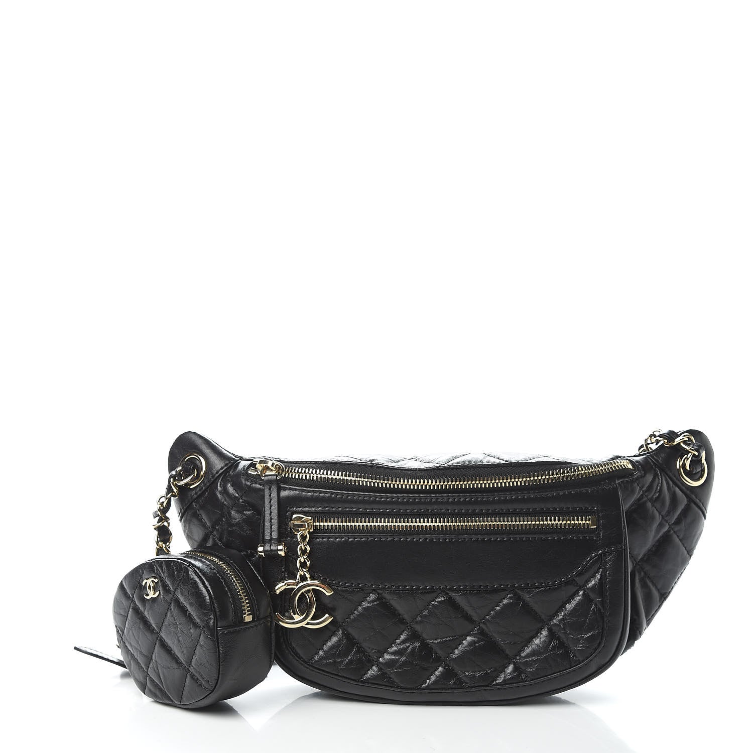 Chanel Aged Calfskin Quilted Waist Bag With Coin Purse Black 1 of 10