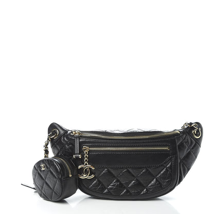 Chanel Aged Calfskin Quilted Waist Bag With Coin Purse Black 1 of 10