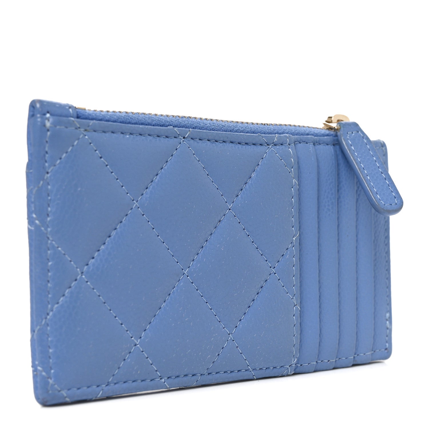 Chanel Caviar Quilted CC Zip Card Holder Blue 3 of 7