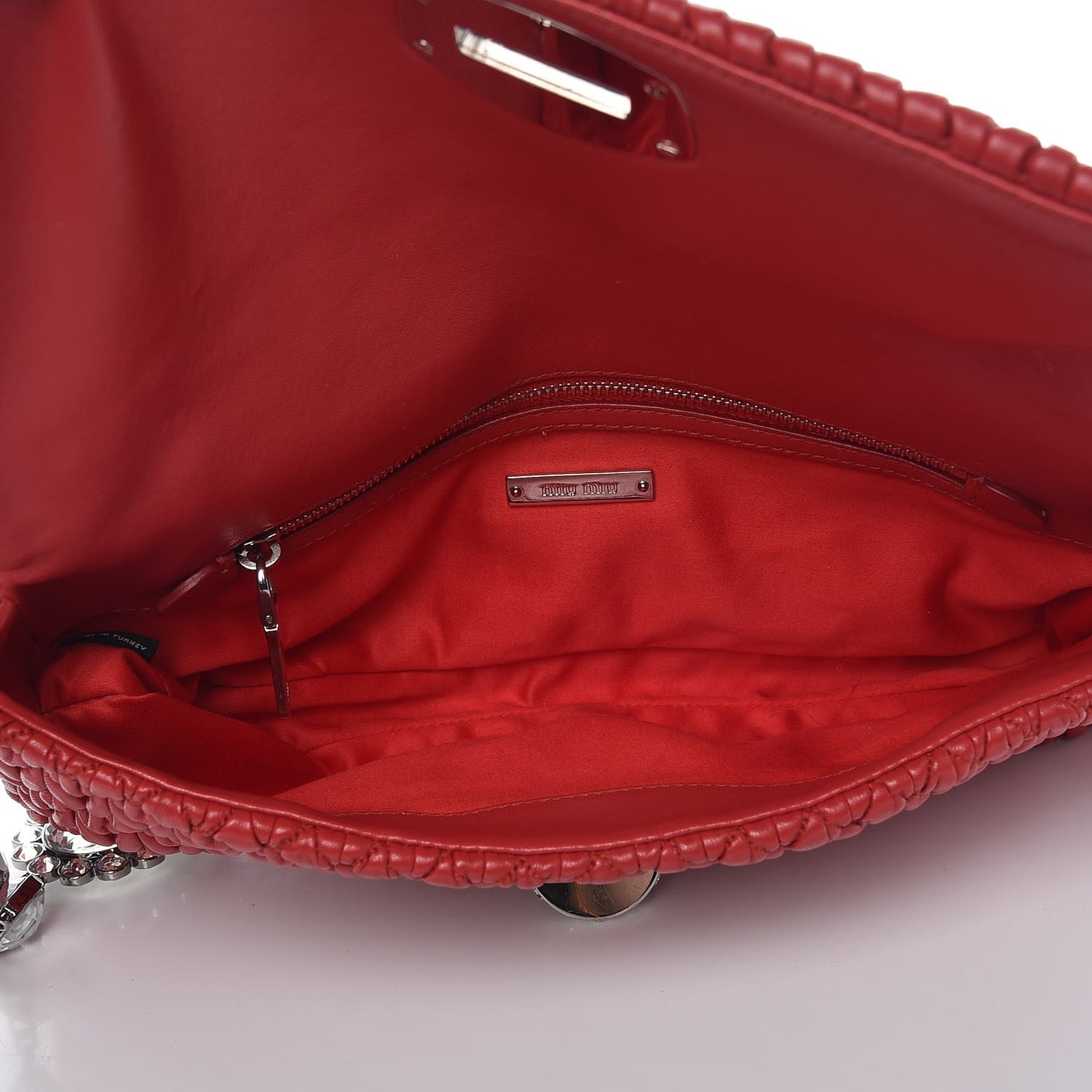 Nappa Matelasse Crystal Pochette Clutch Rosso