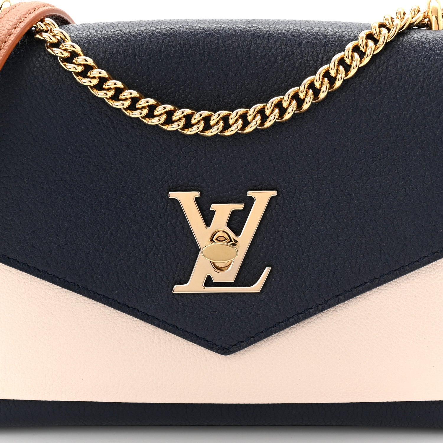 Louis Vuitton Soft Calfskin Mylockme Chain Bag BB Navy 6 of 9