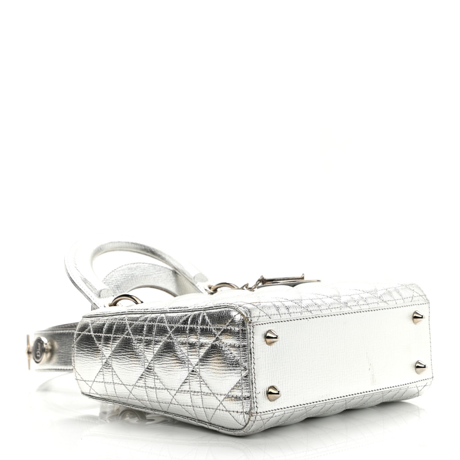 Christian Dior Metallic Grained Calfskin Cannage Small Lucky Badges My Lady Dior Silver 4 of 12