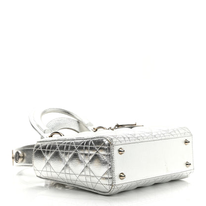 Christian Dior Metallic Grained Calfskin Cannage Small Lucky Badges My Lady Dior Silver 4 of 12