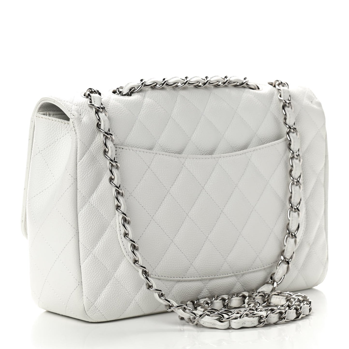 Caviar Quilted Jumbo Single Flap White