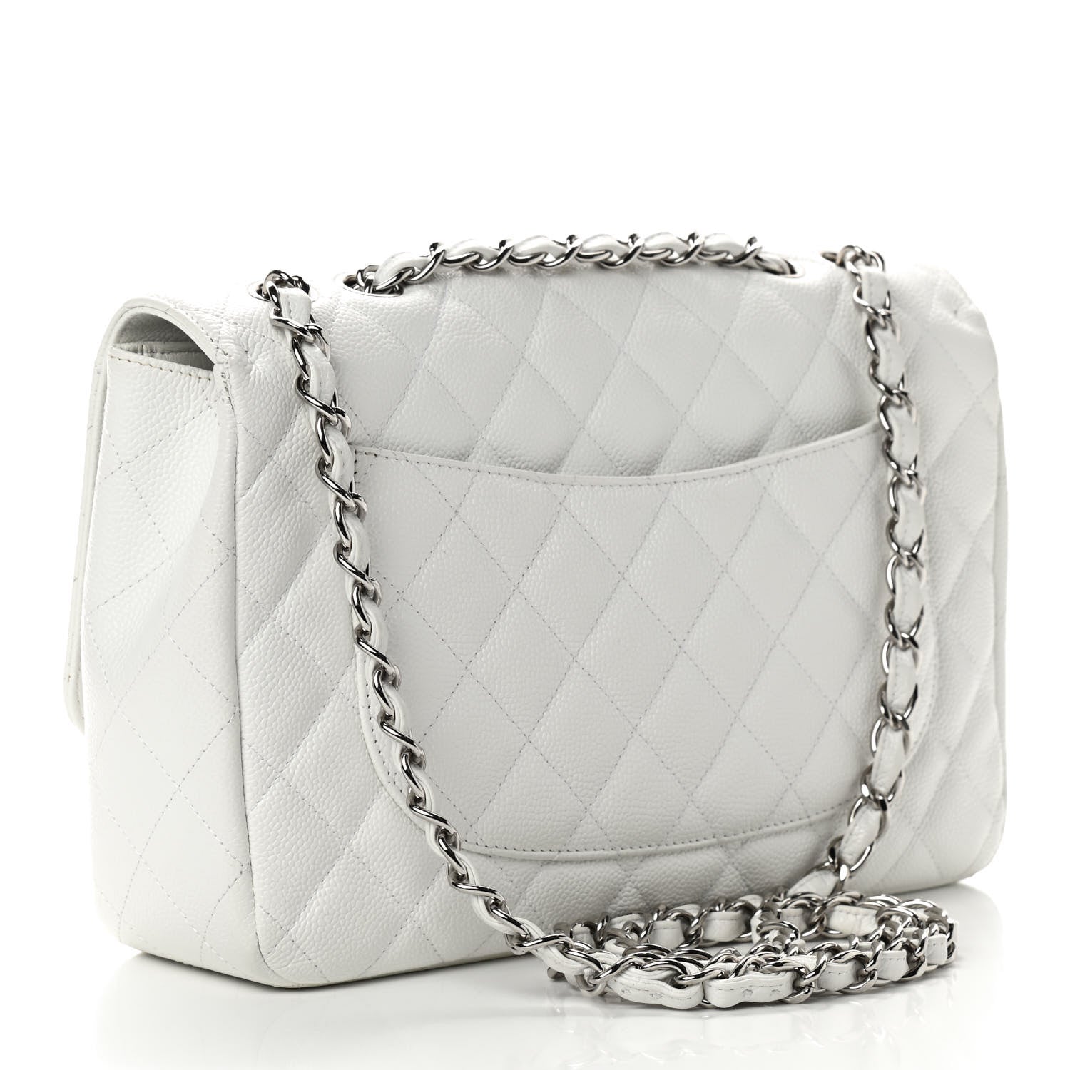 Chanel Caviar Quilted Jumbo Single Flap White 3 of 13