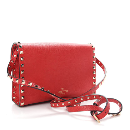 Valentino Garavani Pebbled Calfskin Medium Rockstud Flip Lock Crossbody Bag Red 2 of 7