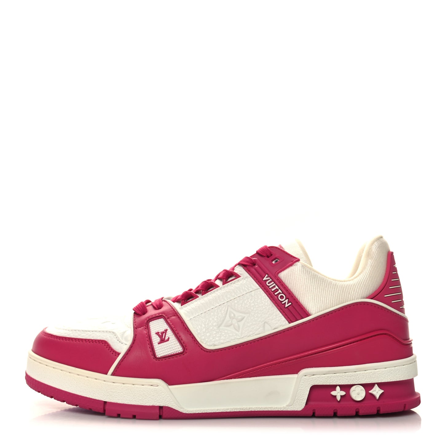 Calfskin Embossed Monogram Mens LV Trainer Sneakers 8.5 Fuchsia