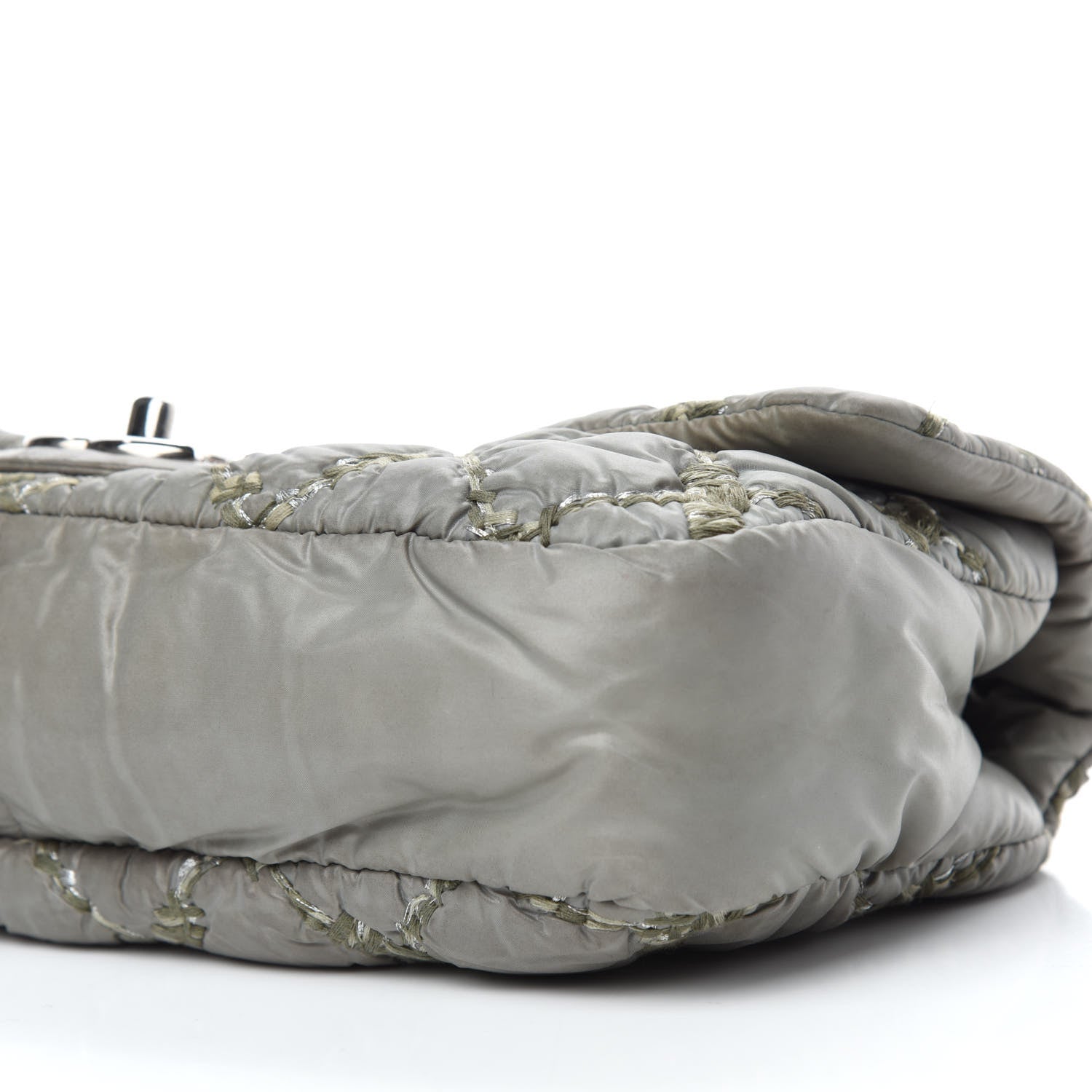 Chanel Nylon Quilted Medium Tweed on Stitch Bubble Flap Grey 6 of 9