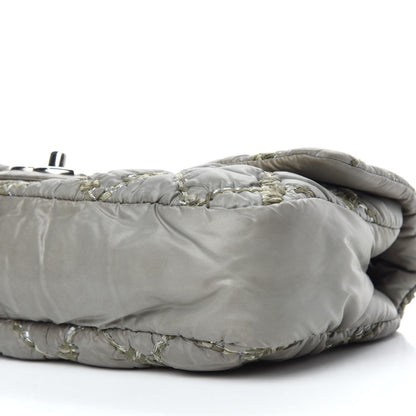 Chanel Nylon Quilted Medium Tweed on Stitch Bubble Flap Grey 6 of 9